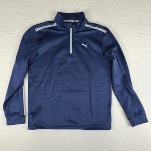 Puma Sweater Mens Small Blue Navy‎ Warm Cell Quarter Zip Performance Tech Golf *